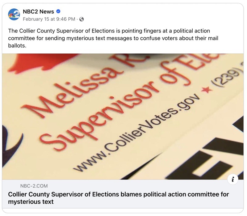 Collier Supervisor of Elections blames PAC for mysterious text messages confusing voters in the Mar. 19 Naples mayor election